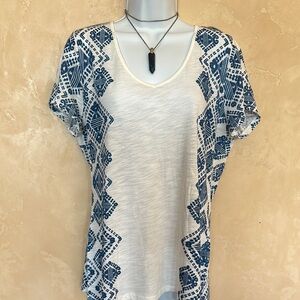 Blue and White Women's Top